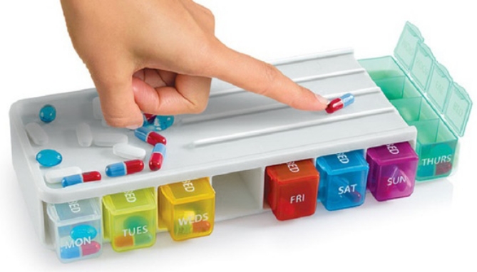 Picture 2 of Weekly Pill Organizer and Sorter with Pill Cutter