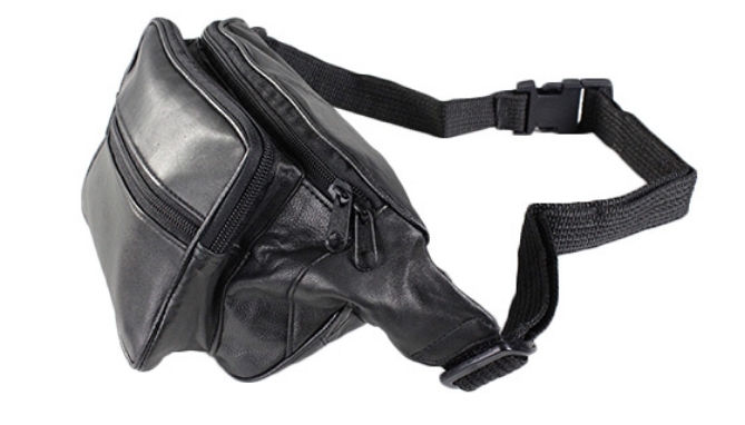 Click to view picture 3 of Multi-Purpose Black Leather Fanny Pack