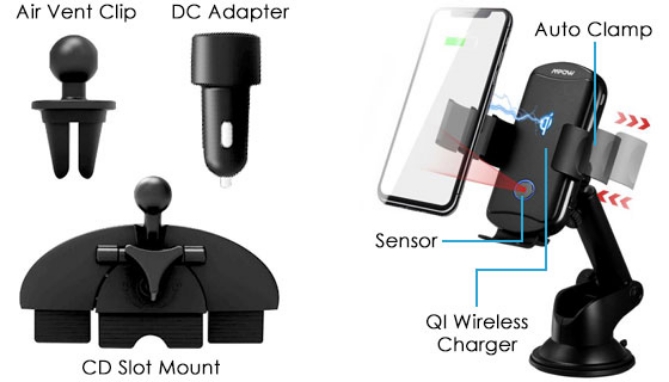 Picture 2 of Wireless Car Charging Mount Bundle with AutoGrip Clamp