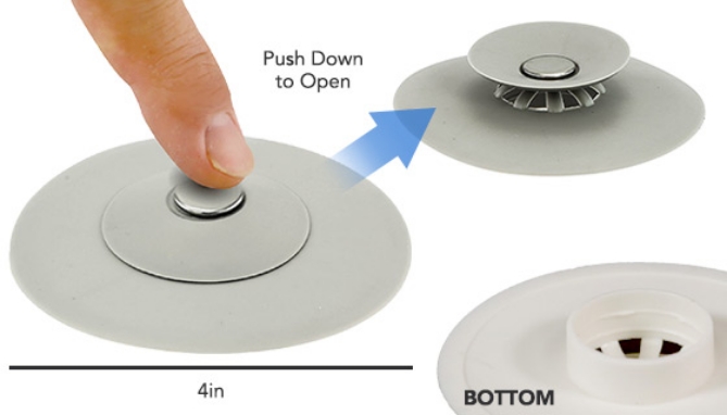 Picture 2 of 2-in-1 Universal Drain Stopper and Strainer