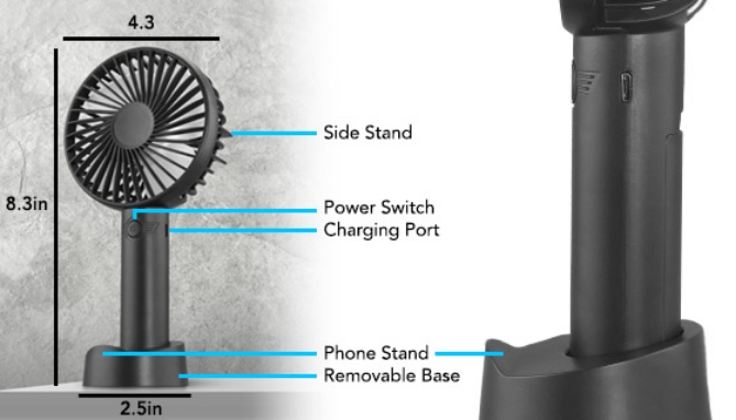 Picture 3 of Rechargeable USB Fan with Phone Stand