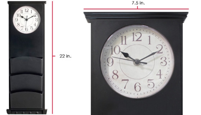 Click to view picture 3 of Multi Function Wall Clock w/ Chalkboard, Mail Slots and Key Hooks