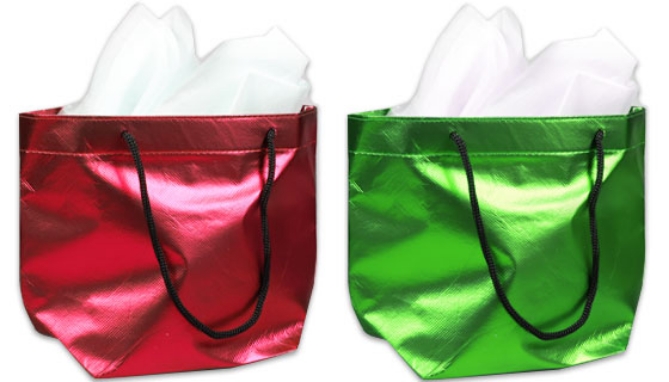 Picture 2 of Large Metallic Gift Bag with Tissue Paper