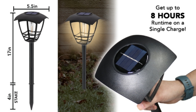 Click to view picture 3 of 2-Pack of Solar Stake Lights w/ Vintage Style LED Bulb