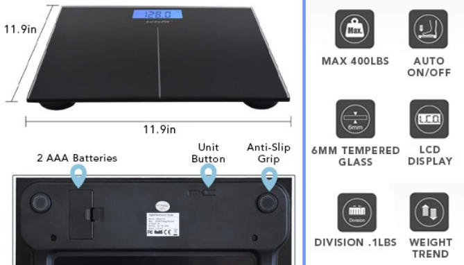 Picture 2 of Large-Display Digital Weight Scale with Weight Loss Tracking