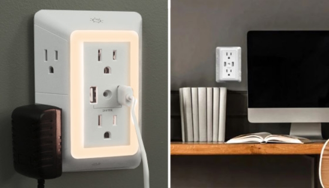 Picture 6 of Multiport 6 Outlet and 2 USB Charging Station Night Light