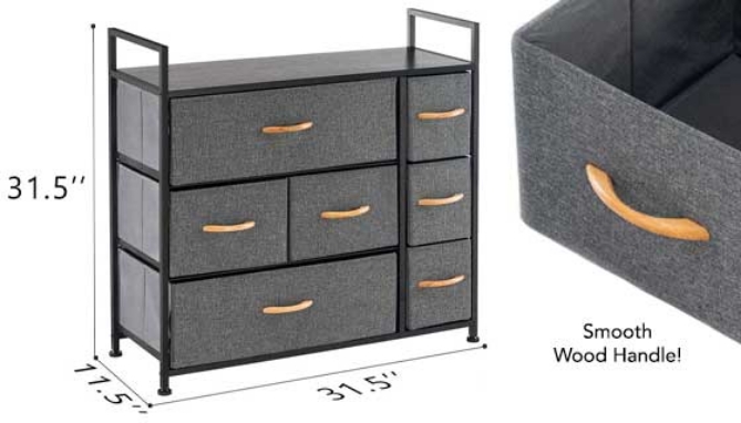 Click to view picture 2 of Storage Dresser Furniture Unit with 7 Fabric Drawers
