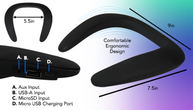 Picture 2 of Bluetooth Neckband Speaker: Wearable Soundbar