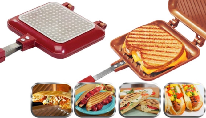Click to view picture 3 of Red Copper Flipwich: The Nonstick Panini-Making Pan