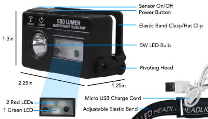 Click to view picture 4 of Multimode 500 Lumen Headlamp with Motion Control