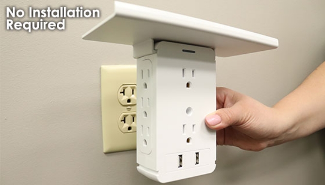 Picture 3 of Dual USB Outlet Tower Charger with Built-In Shelf