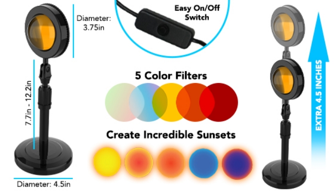 Click to view picture 5 of Multicolor Sunset Projector Lamp for Ambient Lighting and Professional Photography