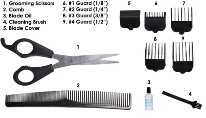 Picture 2 of 10 pc. Hair Clipper Set with 4 Blade Guards