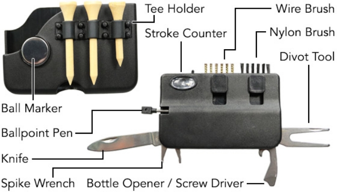 Picture 2 of Golf Multi-Tool - 12 Golf Essentials w/ Case & Clip by Kutmaster