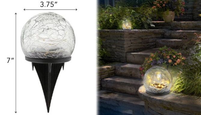 Picture 2 of Crackle Glass Solar Landscape Lights - 2 Pack