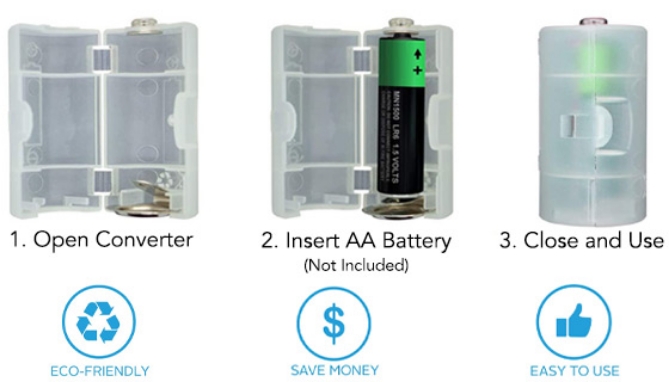 Click to view picture 6 of Popular Mechanics Set of 4 Battery Converters: Turns AA into C and D