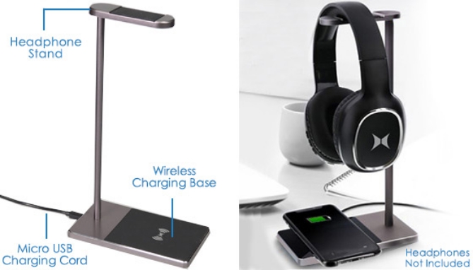 Picture 2 of Headphones Stand with Wireless Charging Base