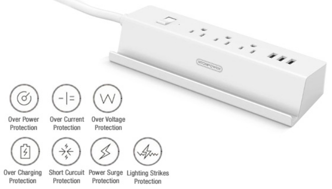 Picture 3 of 3 Outlet Desktop Power Station with 3 USBs