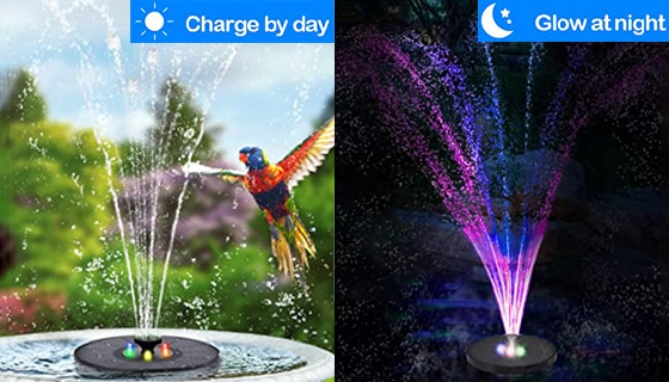 Click to view picture 3 of Deluxe Solar-Powered Water Fountain with Color Changing LEDs