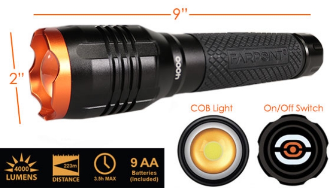 Picture 2 of 4000 Lumen Tactical Flashlight - w/ 9 FREE Batteries - Forest Filling Brightness!