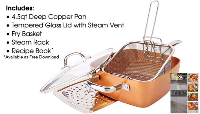 Click to view picture 4 of 4-pc Square Copper Cookware Pan Set