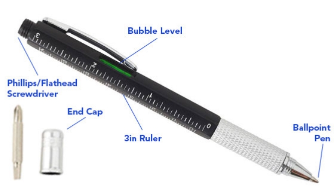Picture 2 of The  Kikkerland Multi-Tool Pen - Set of 3 Pens