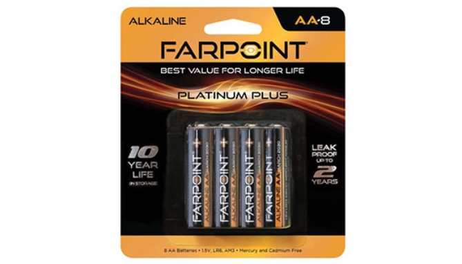 Click to view picture 2 of Farpoint Alkaline Premium Plus AA Batteries - 8-Pack