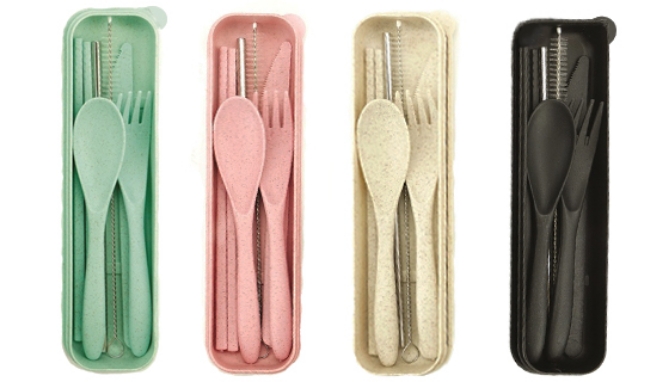 Picture 3 of On-The-Go Wheat Straw Utensil Set