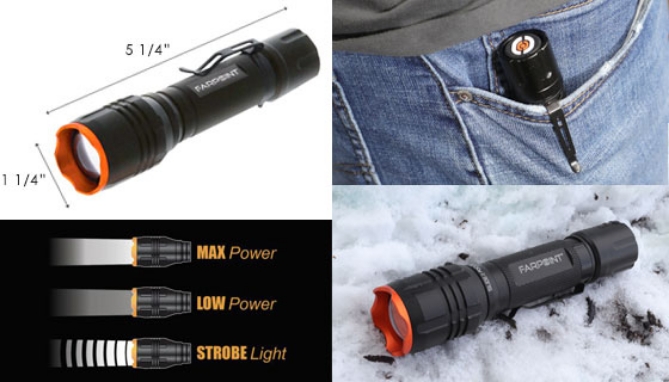 Picture 3 of 1000 Lumen Rechargeable Flashlight With Metal Pocket Clip