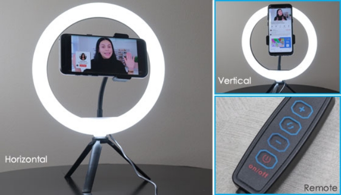 Picture 3 of 10 Inch LED Ring Light w/ Tripod and Phone Holder
