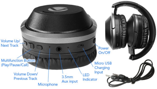 Picture 7 of Bluetooth Headphones with Carrying Case Harmonic Series