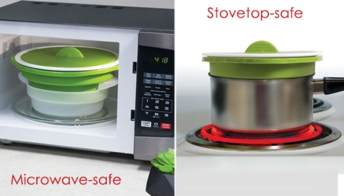 Picture 6 of Microwave and Stove-Top Safe Multi-Use 2-Tier Steamer - Great For Veggies and Meats