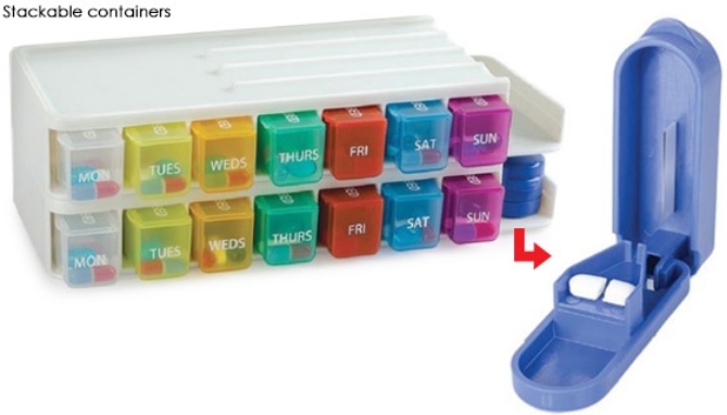 Click to view picture 4 of Weekly Pill Organizer and Sorter with Pill Cutter