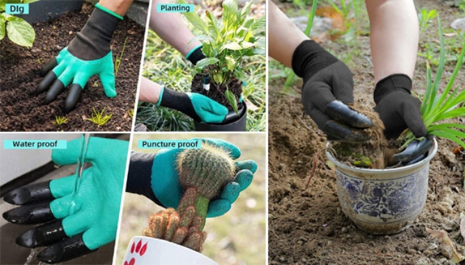 Picture 4 of 3-Pack of Assorted Gardening Gloves with Claws - Waterproof and Puncture Resistant