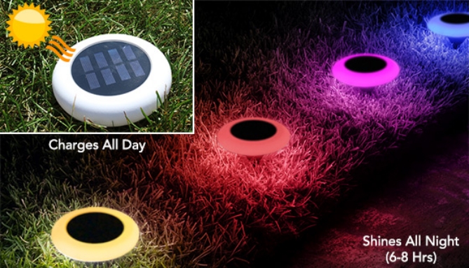 Picture 3 of Set of 2 Solar Powered, Color Changing Landscape Lights