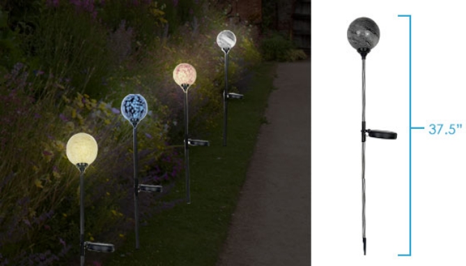 Picture 8 of 4-Pack of Solar-Powered Moonrays Globe Stake Lights