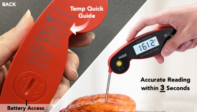 Click to view picture 6 of Instant Read Foldable Meat Thermometer With Large Digital Read Out