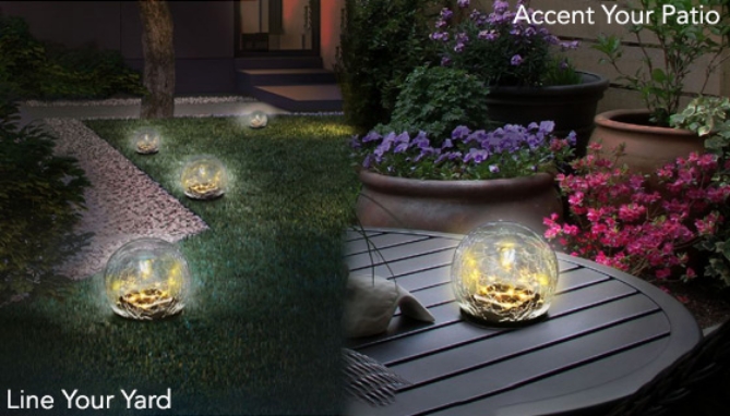 Picture 3 of Crackle Glass Solar Landscape Lights - 2 Pack