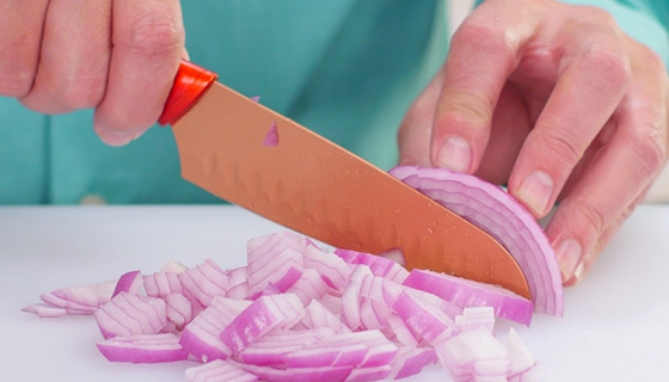 Picture 8 of Red Copper Santoku Chef's Knife