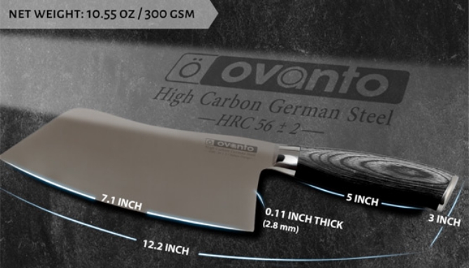 Click to view picture 6 of Cleaver-Style 7in Kitchen Knife with Pakkawood Handle