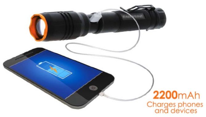 Click to view picture 3 of Farpoint 1500LM Rechargeable Flashlight and Power Bank