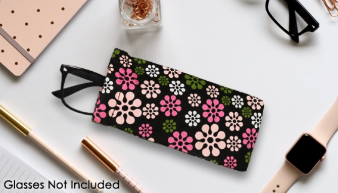 Picture 3 of Fabric Floral Pattern Eyeglasses Snap Pouch
