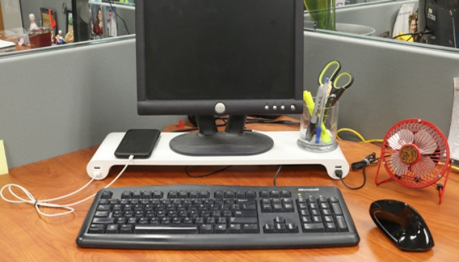 Click to view picture 4 of Quirky Space Bar: Monitor Stand with Charging USB Ports