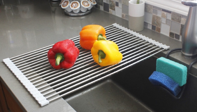 Picture 4 of Over the Sink Roll-Up Drying Rack