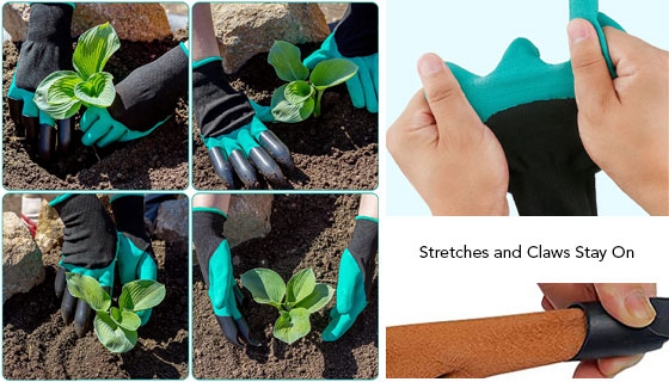 Picture 5 of 3-Pack of Assorted Gardening Gloves with Claws - Waterproof and Puncture Resistant