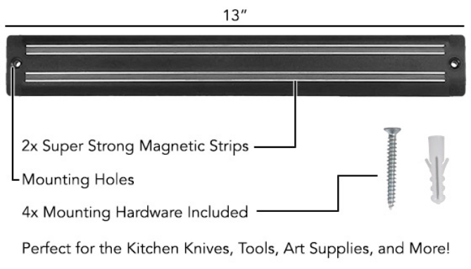 Picture 4 of 2pc Magnetic Knife and Tool Storage Strip