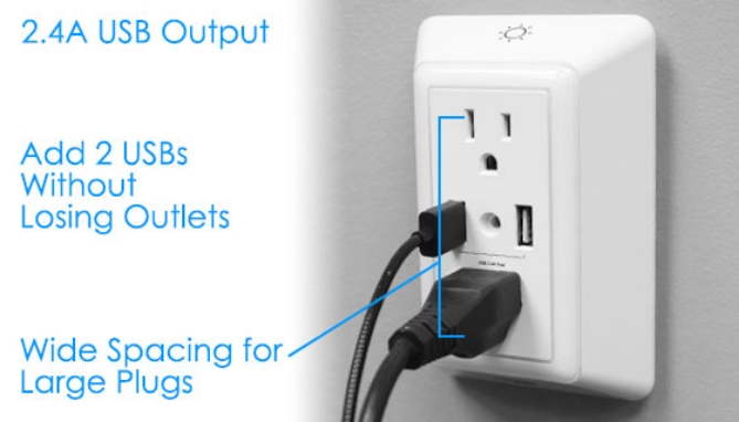 Picture 7 of Dual USB Outlet with LED Nightlight