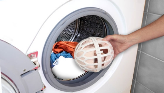 Stop hand washing your bras and other delicates by hand and use this laundry ball to safely put your smaller delicate items inside it then wash with your other clothes.