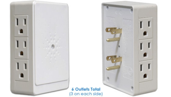 6 Way Sideway Electric Outlet Multiplier 2-Pack- Never Block An Outlet Again!