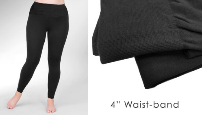Picture 4 of Black Fleece-lined Leggings for a Warm Cozy Slimming Fit